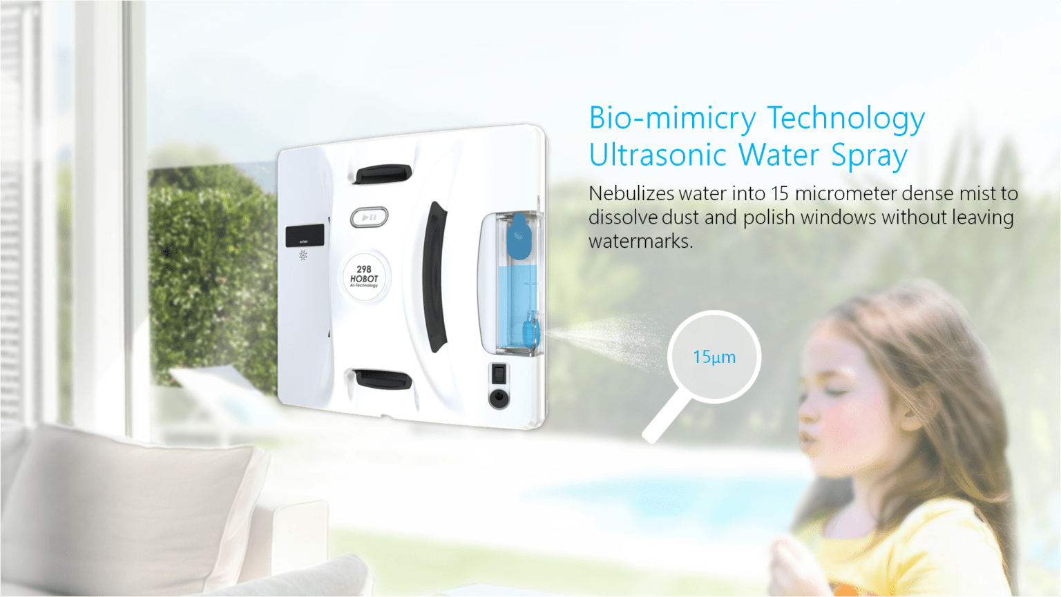 Hobot298 Window Cleaning Robot with Ultrasonic Water Spray and Control