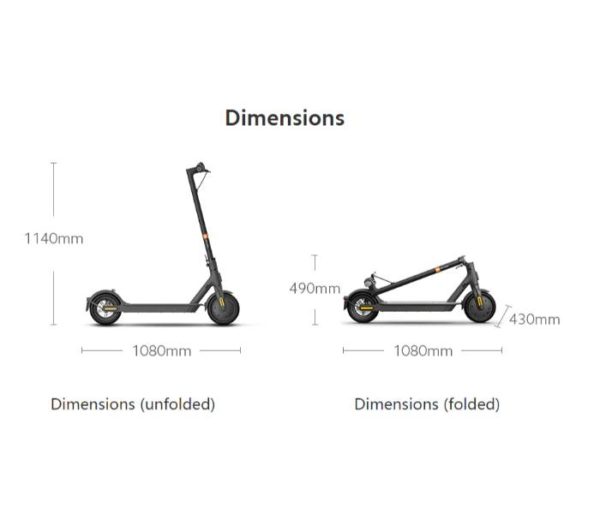xiaomi mi 1s foldable electric scooter dimensions
